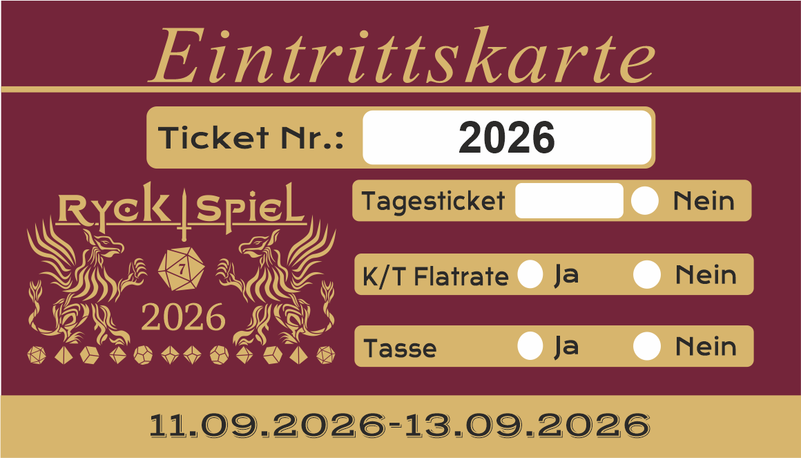 Ticket zur Ryck Spiel Pen & Paper - Convention 11.-13. Sep. 2026